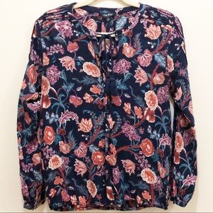Lucky Brand Floral Tunic with Tassel Keyhole